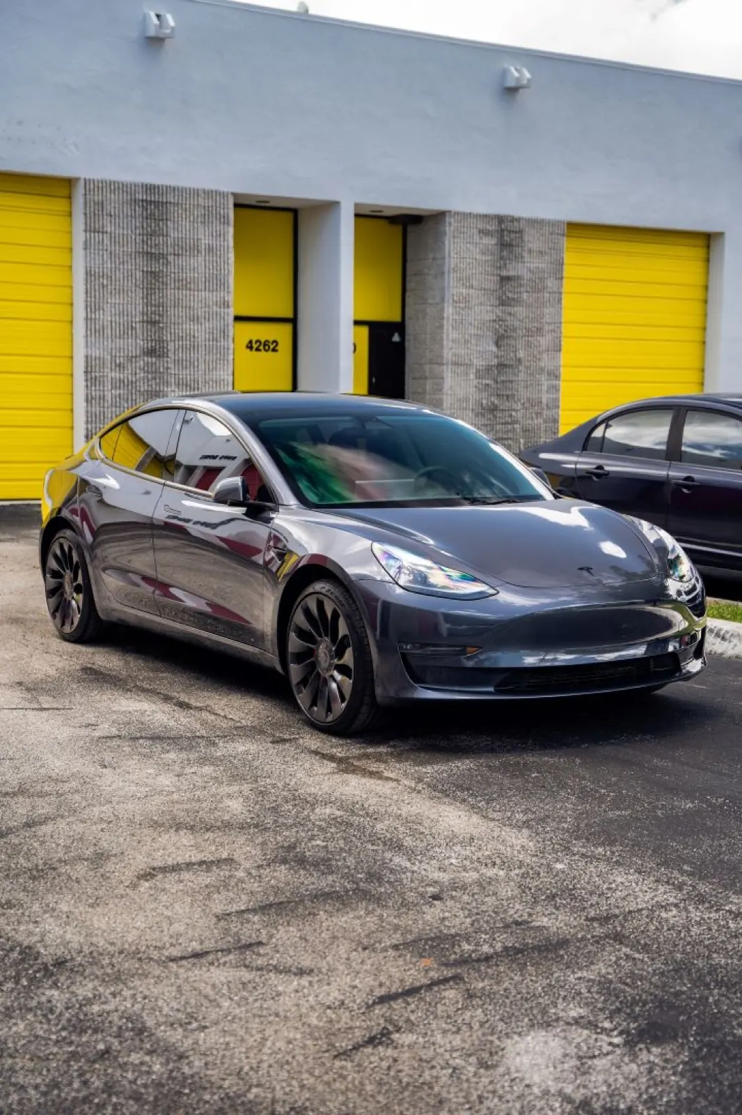Grey Tesla Model 3 Performance after detailing